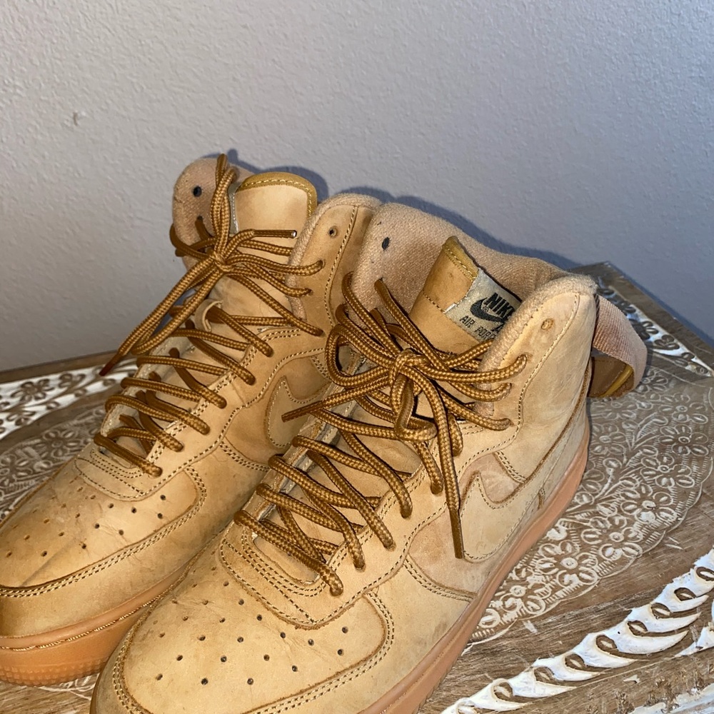 Nike high top wheat air force 1s
